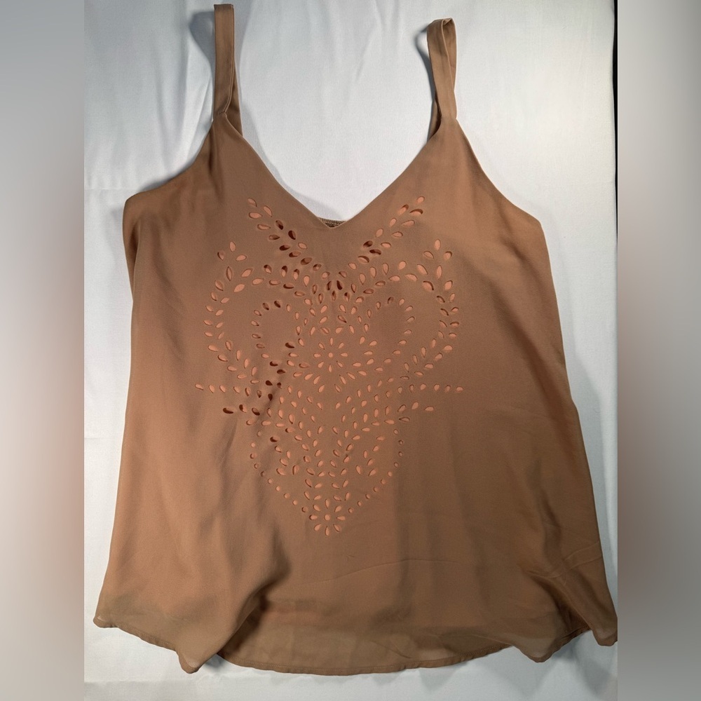 bobeau Tan Laser-Cut Heart Cami boho cowgirl cottage